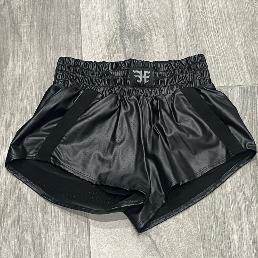 Heroine Sport Olympic  black faux leather jogging short - XS